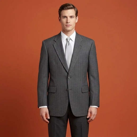 Jos. A. Bank Other - Jos. A. Bank 34063 Pinstripe Suit Jacket Blazer Mens 42L Gray Wool EUC